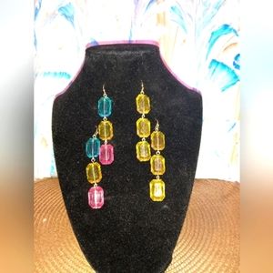 NWOT | 2 PAIR OF BEAUTIFUL MULTICOLORED EARRINGS | TWO FOR THE PRICE OF ONE